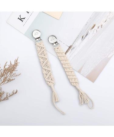 Handmade Braided Macrame Baby Pacifier Clips & Teething Toy Leash - Beige | Boys and Girls - Buy Online on GoSupps.com