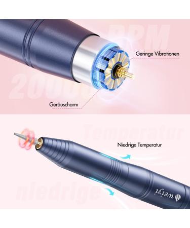 Weyi Nail Miller - Professional Electric Nail File for Gel & Acrylic Nails | 20 000 RPM USB 11-in-1 Manicure-Pedicure Set Gray | International Shipping Available - Buy Online on GoSupps.com