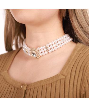 Vintage 1920s Pearl Necklace with Crystal Beads - Bridal Multi Layer Jewelry for Women & Girls - Buy Online on GoSupps.com