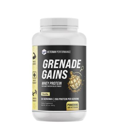 Grenade Gains 100% Whey Protein Powder Vanilla Tasty Whey Protein Concentrate & Whey Protein Blend Power 1.76 Pounds -21g Protein 85mg Calcium 3g fiber Supports muscle building