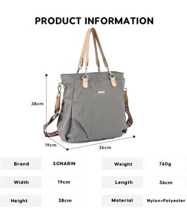 Sonarin Stylish Waterproof Baby Diaper Bag | Large Capacity Travel Carrier with Stroller Hooks & Changing Pad - Gray - Buy Online on GoSupps.com