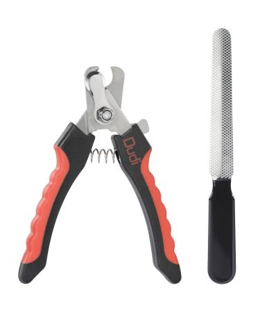 Dudi Pet claw scissors for dogs cats - also for rabbits rabbits & guinea pigs - with safety mechanism - nail scissors set with claw grinder - black red - small small black/red
