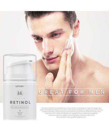 UMRAN Premium Retinol Cream 2.5% for Face and Eye Care - Anti-Aging Moisturizer with Hyaluronic Acid, Vitamin E, and Green Tea - Day and Night Cream, 50ml - Buy Online on GoSupps.com