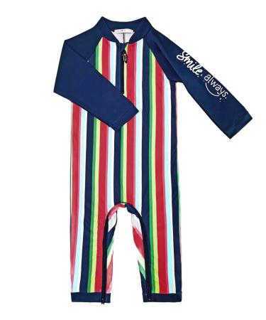 weVSwe Baby Toddler Boy Swimsuit UPF 50+ Sun Protection Rash Guard Swimwear with Crotch Zipper 0-3 Years 12-18 Months Blue Rainbow