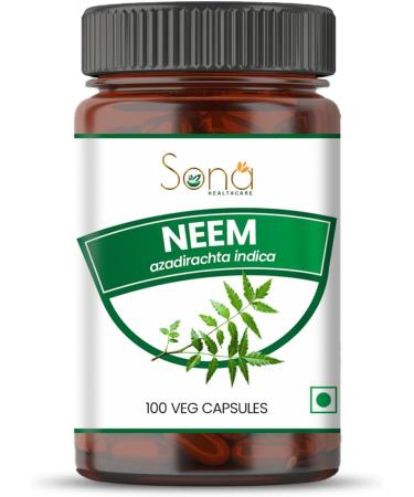 SONA Neem Capsule - 1000mg Veg Capsules 100 Count (Pack of 1)