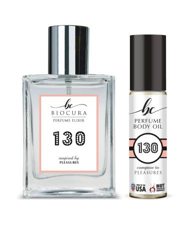 BC Perfume 130 Spray + Body Oil Set Impression of Pleasures Travel Size Refillable Bottle Long Lasting Blend Sample For Women / 10ml+50ml