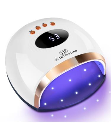 UV LED Nail Lamp 158W Fast Gel Nail Light for Gel Polish Professional Curing with 45 Lamp Beads LED Gel UV Nail Dryer with 4 Timer Setting Auto Sensor for Fingernail and Toenail Home Salon Use White
