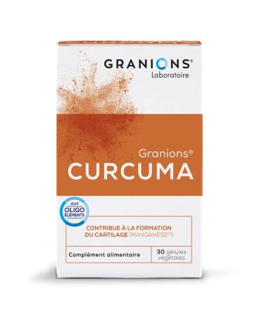 Turmeric GRANIONS | Antioxidant Dietary Supplement | Turmeric 150mg with Turmeric + Manganese + Copper + Piperine | Anti Inflammatory Antioxidant Cartilage Capsules | Made in France | 30 Capsules