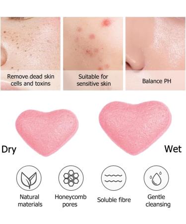 Kaxich 6Pcs Facial Konjac Sponge Set for Gentle Cleansing and Exfoliating | Organic Natural Face Wash Sponges for Sensitive Skin | Heart Shaped - Buy Online on GoSupps.com