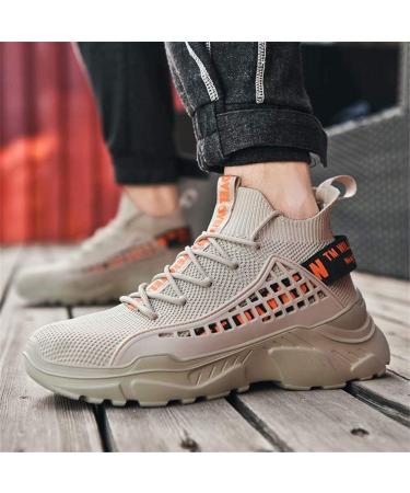 Xidiso Men's Running Shoes - Breathable Lightweight Sneakers for Fitness & Hiking Casual Comfort (Size 39 EU - Beige) - Buy Online on GoSupps.com