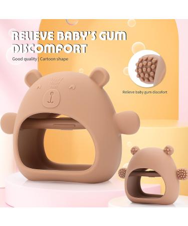Baby Teether Toy for Infants 3+ Months, Bear BPA Free Silicone Mitten Teething Toy - Pain Relief & Sucking Needs (Blue/Brown/Green) - Buy Online on GoSupps.com