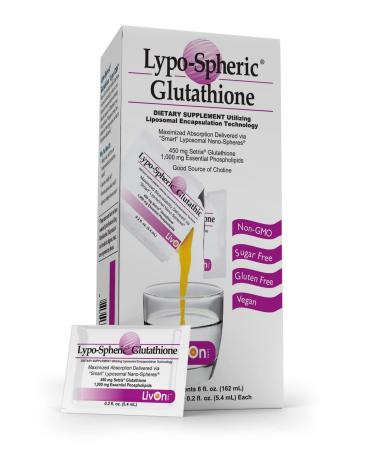 LypoSpheric Glutathione - 30 Packets  450 mg Glutathione Per Packet  Liposome Encapsulated for Improved Absorption  Professionally Formulated, 100% NonGMO
