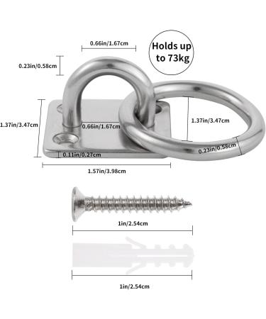 Buy Lyaor 4-Piece 304 Stainless Steel Augtplatte with M6 Eyelet Bracket - Durable 70kg Weight Fastening Hooks for Hammocks Boxing Bags & Yoga Ropes - Buy Online on GoSupps.com