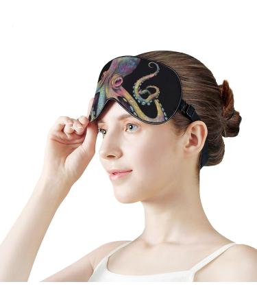 Colorful Painted Octopus Sleep Eye Mask for Women Men - Elastic Strap for Sleep Travel Nap - Buy Online on GoSupps.com