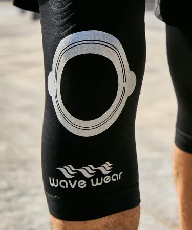 Knee Compression Sleeve with Kinesiology Tape - Wavewear Support for Pain Relief Sports & Workouts - Large Black/Silver - Buy Online on GoSupps.com