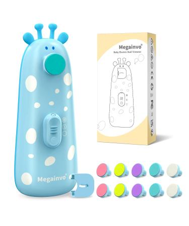Megainvo Baby Nail File Electric Safe Baby Nail Trimmer with 10 Grinding Heads Whisper Quiet LED Light Baby Nails Clippers Electric for Baby Newborn Toddler Fingers&Toenails Kits Blue