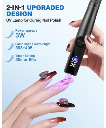 Buy Electric Nail Drill with UV Light - 35000RPM Cordless LCD Screen 2-in-1 Combo for Gel Curing & Polish Removal - Portable Nail Drill Kit with 7 Bits - Buy Online on GoSupps.com