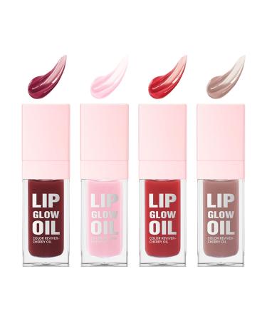 Lip Gloss Set 4 Long-Lasting Tinted Moisturizing Glosses | Lip Oil | For Makeup Girls Women Summer Christmas Beauty Party