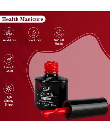 LKE Gel Nail Polish Set - 6 Colors for All Seasons | White Black Red Pink Gold & Silver Glitter | Soak Off UV/LED Nail Kit for Home & Salon Manicure - Buy Online on GoSupps.com