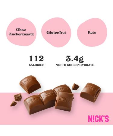 Nick's Milk Chocolate Keto Bar - Sugar-Free 112 Kcal Low Carb (15x25g) | Gluten-Free Snack - Buy Online on GoSupps.com