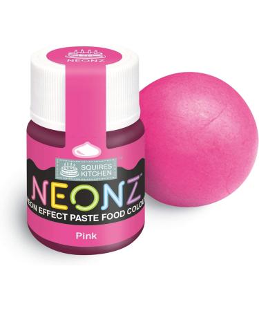 Squires Kitchen NEONZ Neon Effect Pink Food Colouring Paste Concentrated Food Colour for Use with Sugarpaste Icing Fondant Modelling Paste Buttercream Royal Icing Cake Mixes and More - 20g - Buy Online on GoSupps.com