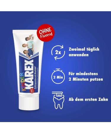 Children's KAREX Toothpaste 50ml - Fluoride-Free Caries Protection for Kids 0+ with BioHAP - First Milk Tooth Care - Buy Online on GoSupps.com