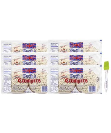 Duffy's Crumpets, 12.5 oz (Pack of 6) Bundle with PrimeTime Direct Silicone Basting Brush in a PTD Sealed Bag
