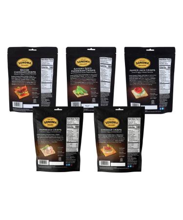 Sonoma Creamery Cheese Crisps Variety Pack - Keto Friendly, High Protein, Low Carb - 5 Count (2.25 oz Each) - Buy Online on GoSupps.com