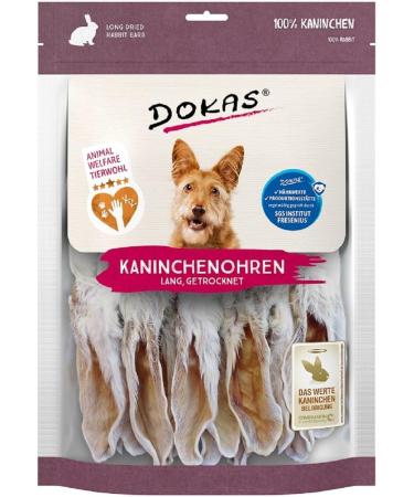 Dokas Dried Rabbit Ears with Fur | 7 x 180g Dog Treats - Buy Online on GoSupps.com