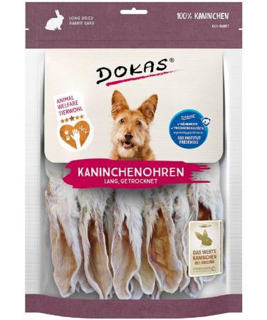 Dokas Dried Rabbit Ears with Fur | 7 x 180g Dog Treats