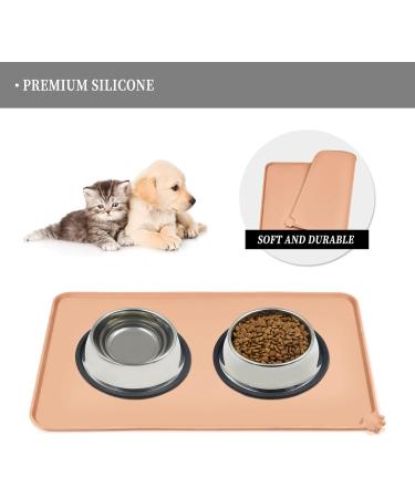 Reopet Silicone Feed Mats for Pets - Waterproof Dog & Cat Space Mats with Elevated Edges | 53x37 cm - Ros Brown - Perfect for Mess-Free Meals - Buy Online on GoSupps.com