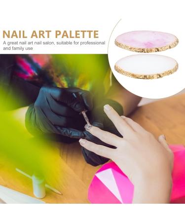 Fomiyes Decorative Tray Set - 2 Pieces for Nail Art Makeup & Display | Golden Resin Palette for Color Mixing & Manicure - Buy Online on GoSupps.com