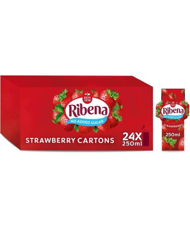 Ribena Strawberry Flavour Fruit Juice 24x 250ml Real Fruit | Rich In Vitamin C | No Artificial Colours or Flavours | Ready To Drink Boxed Treatz - Buy Online on GoSupps.com