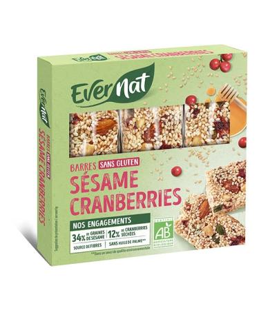 SESAME CRANBERRIES BARS 3X25G, EVERNATE, UNIT