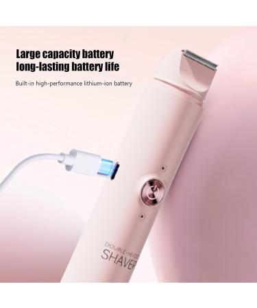 Electric Shaver for Women Bikini Trimmer with Double Heads Hair Removal with Ergonomic Design for Body Eyebrows Face Intimate Areas Ears Legs Pink - Buy Online on GoSupps.com