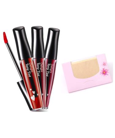 SoltreeBundle 3color Delight Tony Tint 9ml Red & Orange Chacha & Cherry Pink with SoltreeBundle Natural Hemp Paper 50pcs -Korean Beauty Skincare Best