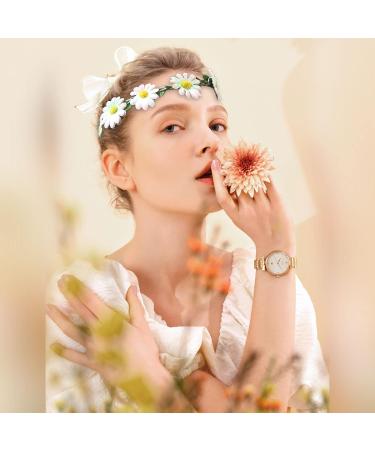 TSHAOUN Daisy Flower Hair Band Girls Flowers Artificial Headband Festival Hair Accessories Floral Hair Hoops Wreath Ladies Floral Festival Flower with Adjustable Elastic Ribbon (5 pieces) - Buy Online on GoSupps.com