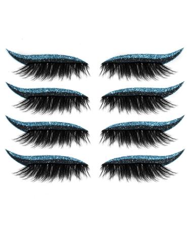 Zeabsr false eyelashes blue glitter-Eyeliner sticker false eyelashes eye make-up sticker 3D false eyelashes reusable long thick eyelashes to extend the make-up eyelashes (GA125)