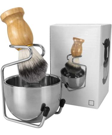 Faletony Men's Stainless Steel Shaving Set - 3-in-1 Gift Set with Bowl Brush Razor & Soap | Premium Grooming Essentials - Buy Online on GoSupps.com