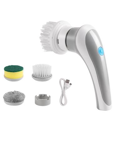 Electric Cleaning Brush Lightweight Tool Spin Scrubber Cordless with Powerful Motor 360-degree Rotation Handheld Tile Grey