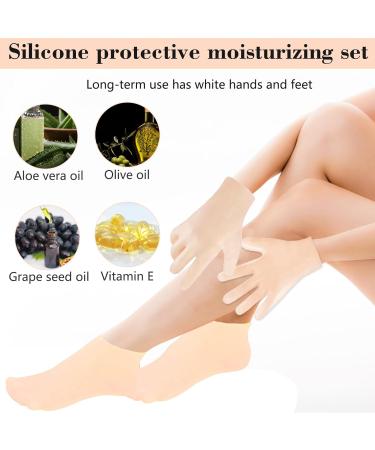 LINXINS 2 Pairs Pedicure Silicone Socks & Gloves Silicone Socks for Cracked Feet Women Foot SPA Pedicure Silicone Socks for Repairing Dry Feet Cracked Heels and Softening Rough Skin - Buy Online on GoSupps.com