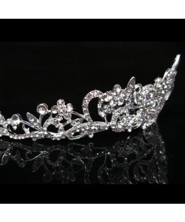 Halloween Silver Rhinestone Crown for Women - Perfect for Weddings, Birthdays, Parties - Princess Queen Tiara with Combs - 1 Pack - Buy Online on GoSupps.com