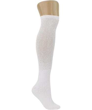 White Diabetic Knee High Socks for Men and Women - 6 Pairs, Full Cushioned Sole - Size 10-13 - Buy Online on GoSupps.com