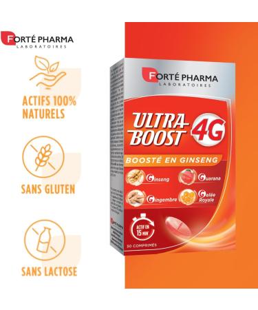 Fort Pharma - Ultra Boost 4G | Booster d'Energie - Anti-Fatigue | Giseng - Guarana - Gel e Royale - Gingembre | Compl ment Alimentaire base de Caf ine et Ac rola | 30 comprim s Ultra Boost 4G Comprim s 30 comprim s - Buy Online on GoSupps.com