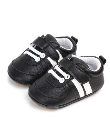 MASOCIO Baby Boy Girl First Walking Shoes Infant Anti Slip Trainer Sneakers 3-6 Months Black