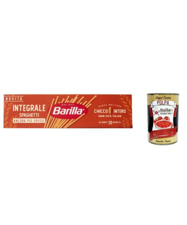 Italian Gourmet E.R. Pack of 20 Barilla Spaghetti Integrali whole wheat pasta tubes - Italian noodles - 500g + 400g Italian gourmet polpa