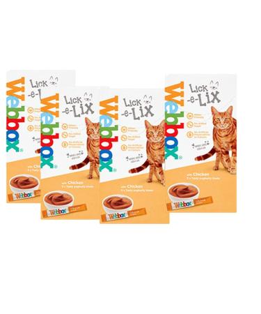 Webbox Cats Delight Lick E Lix Treats 4 Pack Contains 5 X Chicken Tasty Yoghurty Treats (20 Sachets) - Buy Online on GoSupps.com