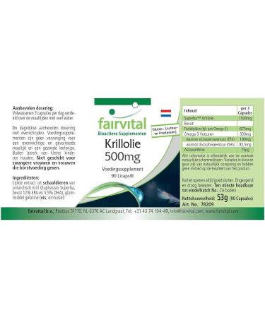 Fairvital Krill Oil Capsules 500mg - High Dose 90 LiCaps | Superba Antarctica Rich in EPA & DHA - Premium Omega-3 Supplement - Buy Online on GoSupps.com