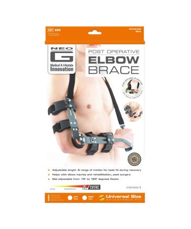 Neo-G Post-Operative Elbow Brace | Ligament Injury Support Joint Stability & Pain Relief | Class 1 Medical Device - Right - Black - Unisex - Buy Online on GoSupps.com