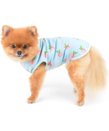 SMALLLEE_LUCKY_STORE Pet Peach Print Tee Shirt Puppy T-shirt with D-ring for Small Medium Dog Cat Boy Girl Soft Cozy Tank Top Cool Vest Yorkie Chihuahua Summer Clothes Blue M M blue - Buy Online on GoSupps.com